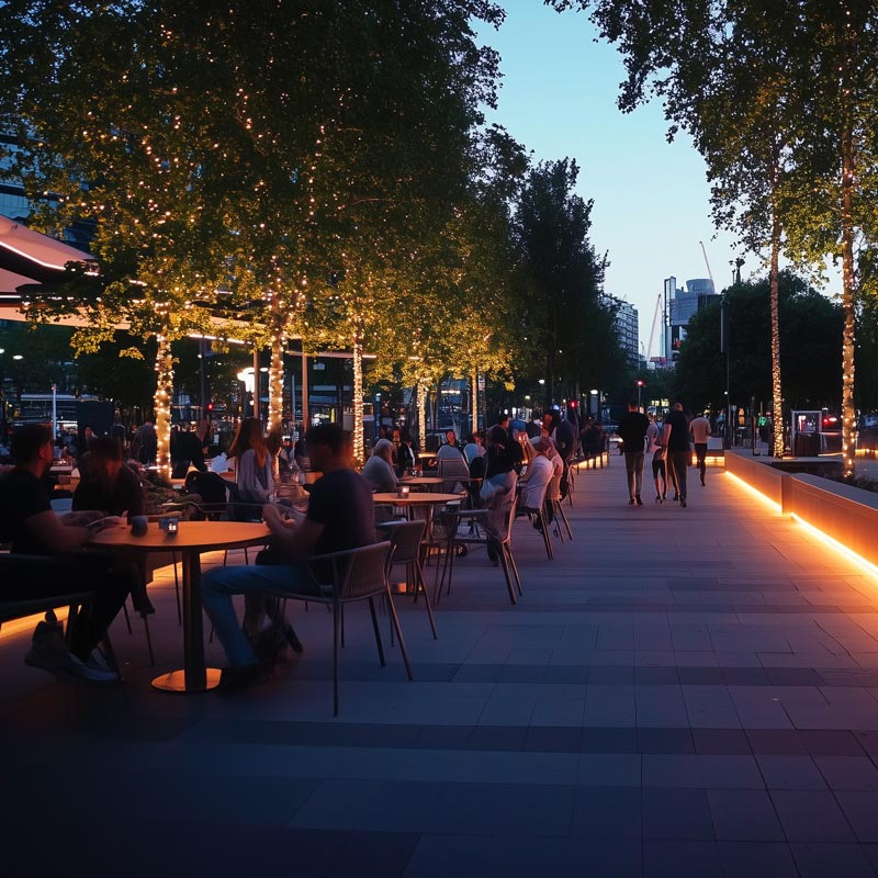 Uteservering ljusdesign offentlig miljö
