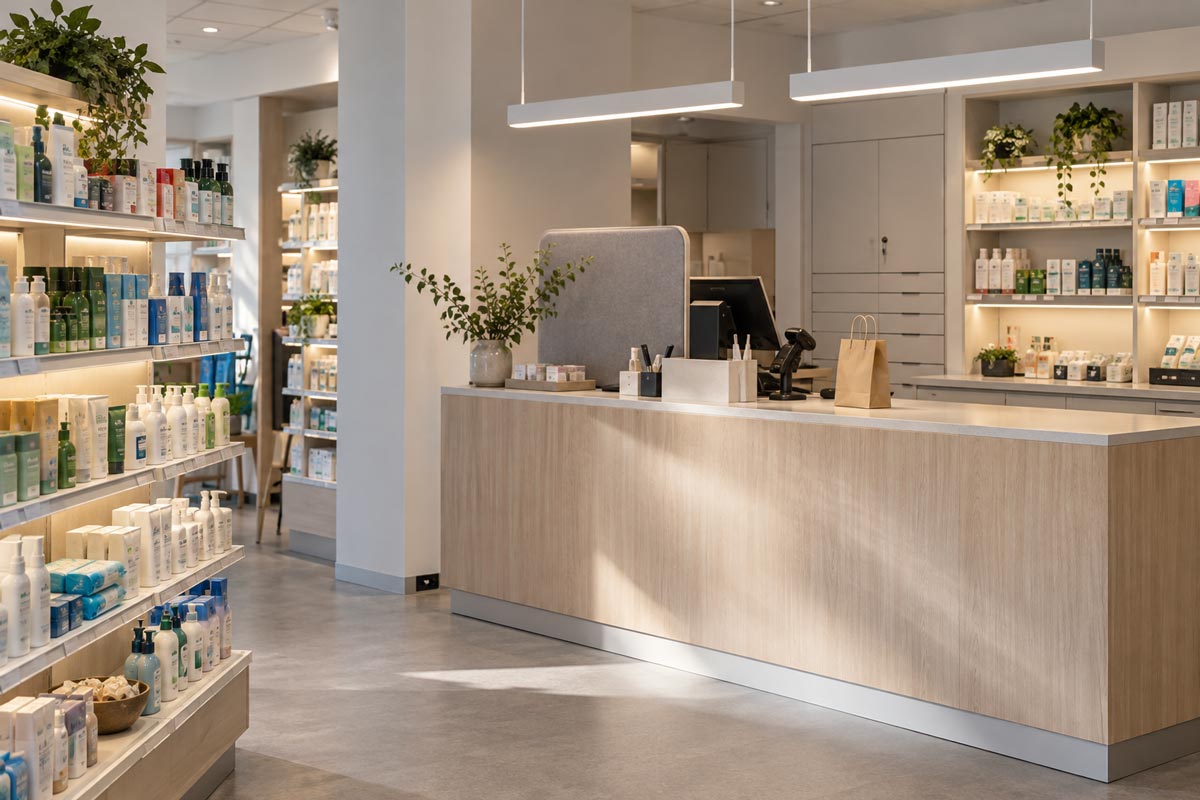 Belysning i apotek butik