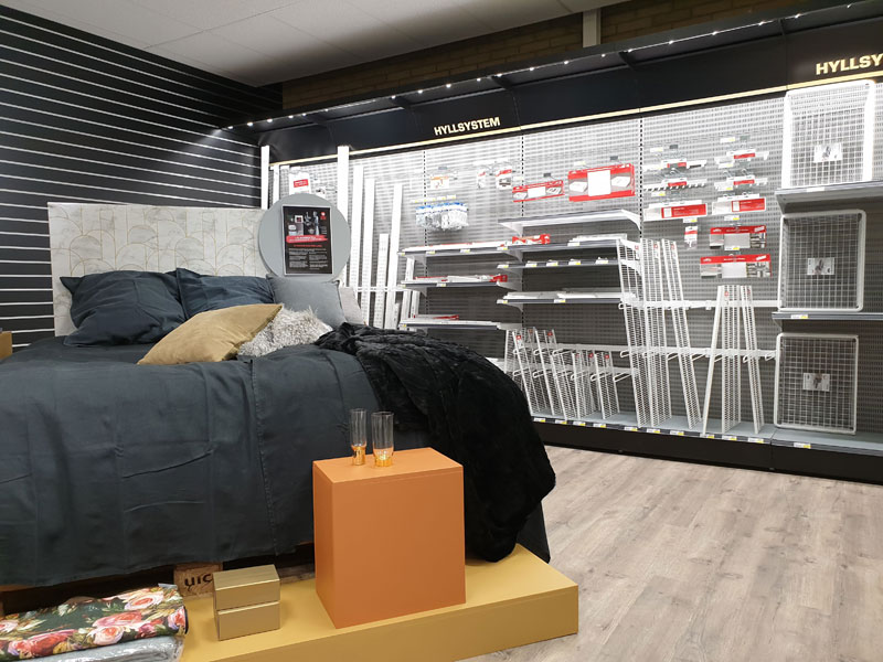 Inbyggt ljus i butiksinredningen